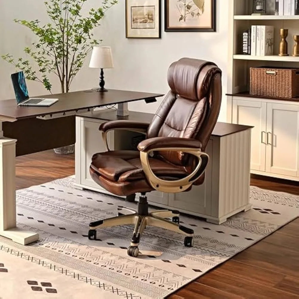 Office Chair, Ergonomic PU Leather, Suitable for Heavy Duty Individuals, with Thickly Padded Armrests, Executive Task Chair