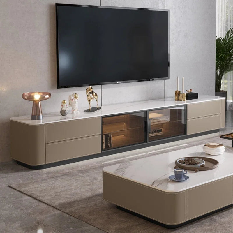 Entertainment Center: Nordic Furniture Display Cabinet for Living Room with TV Drawer and Pedestal Stand