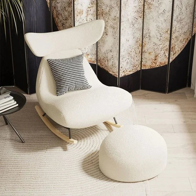 Fluffy White Living Room Chair – Elastic Modern Nordic Design