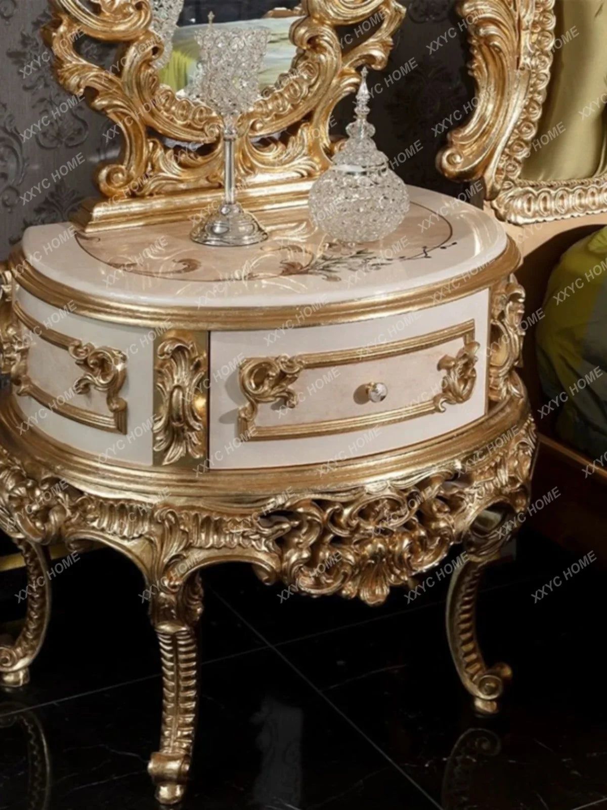 Princess Bed Solid Wood Bed Hand Carving Retro High-End Luxury French Court Princess Bed Bedroom Marriage Bed Double Bed
