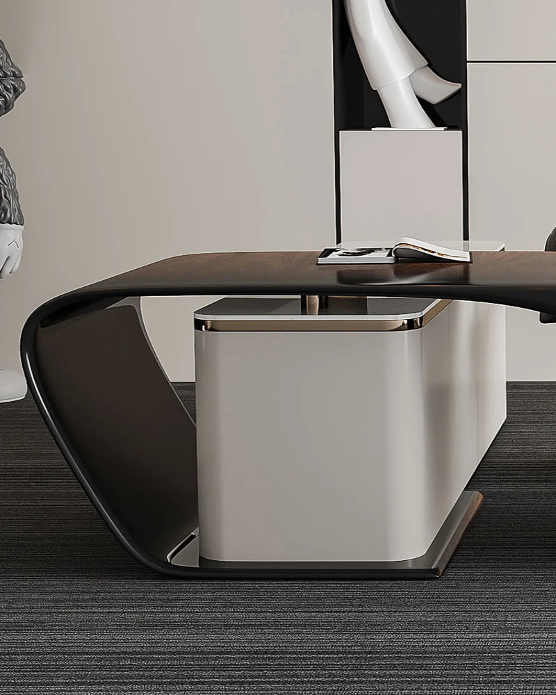 Commercial Solid Wood Leather Desk – Simple Modern Italian Design