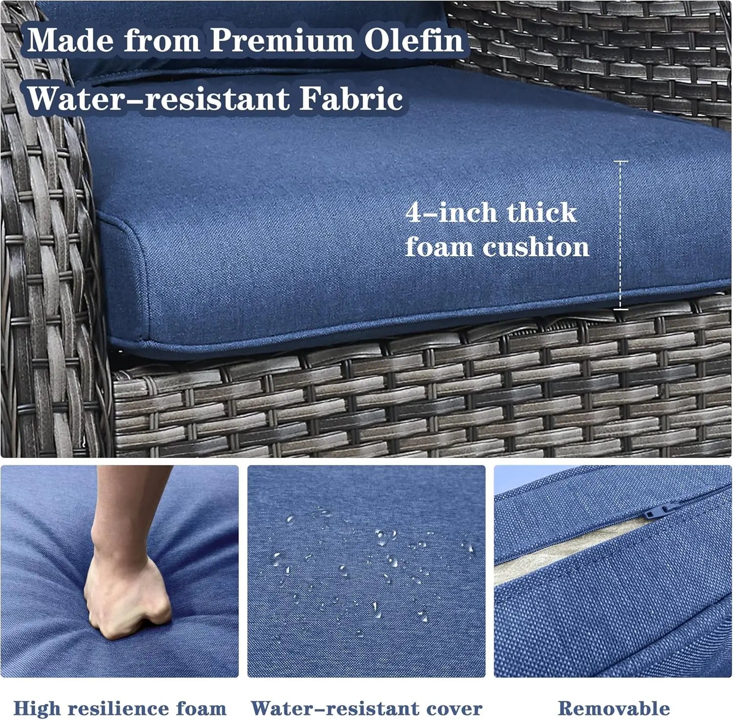 Wicker Swivel Glider Chairs with Ottomans