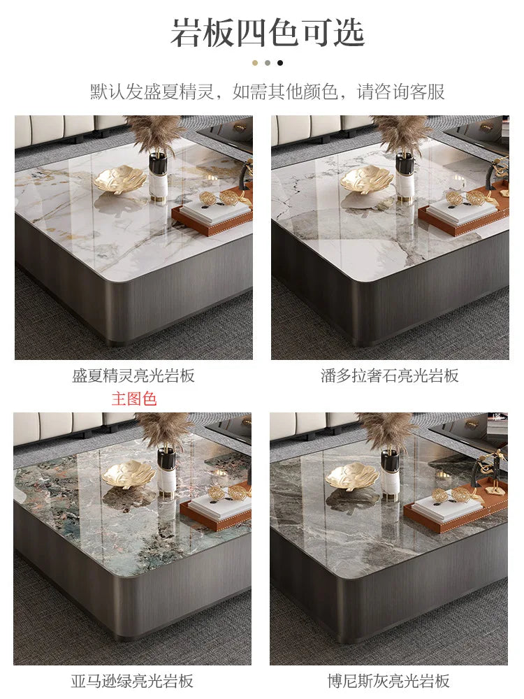 Modern light luxury square slate coffee table