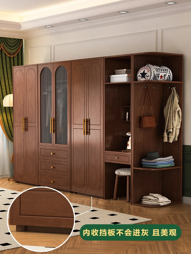 Solid Wood Wardrobe – Bedroom and Home Storage, Hanging Combination .