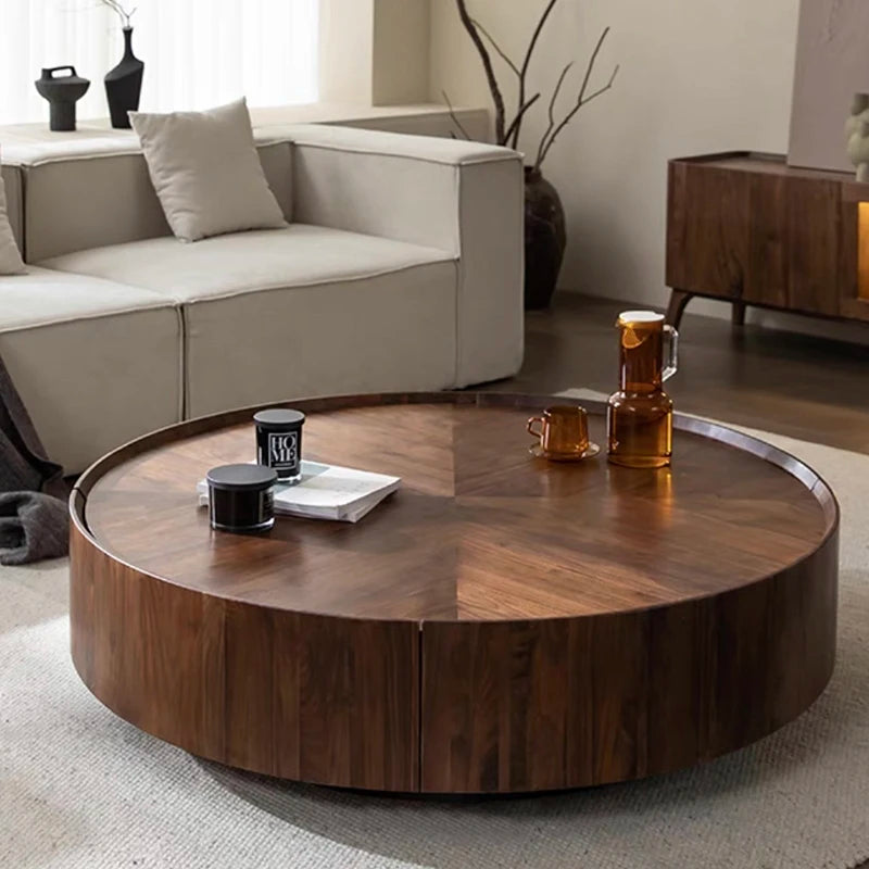 Nordic Solid Wood Coffee Table – Modern Round Design