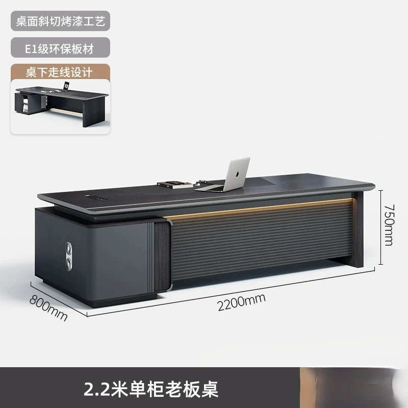 Boss Desk – High-End Manager’s Office Table, Simple Light Luxury Design, President & Supervisor Desk with Chair Combo