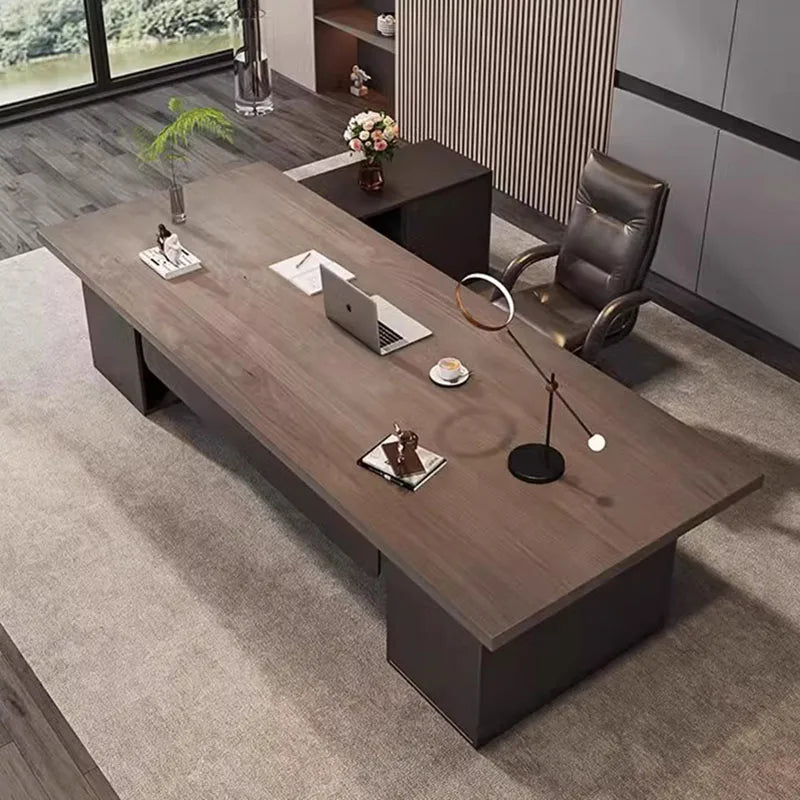 Luxury Office Desk with Drawers, L-Shaped Writing & Computer Desk, Organizers