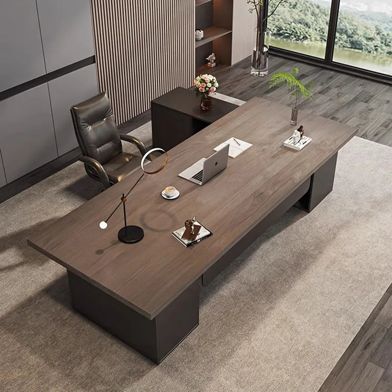Luxury Office Desk with Drawers, L-Shaped Writing & Computer Desk, Organizers