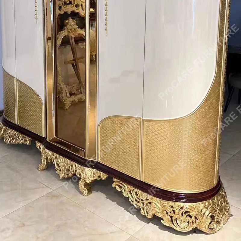 Italian French Solid Wood Wardrobe – Carved, European Luxury, Princess Style
