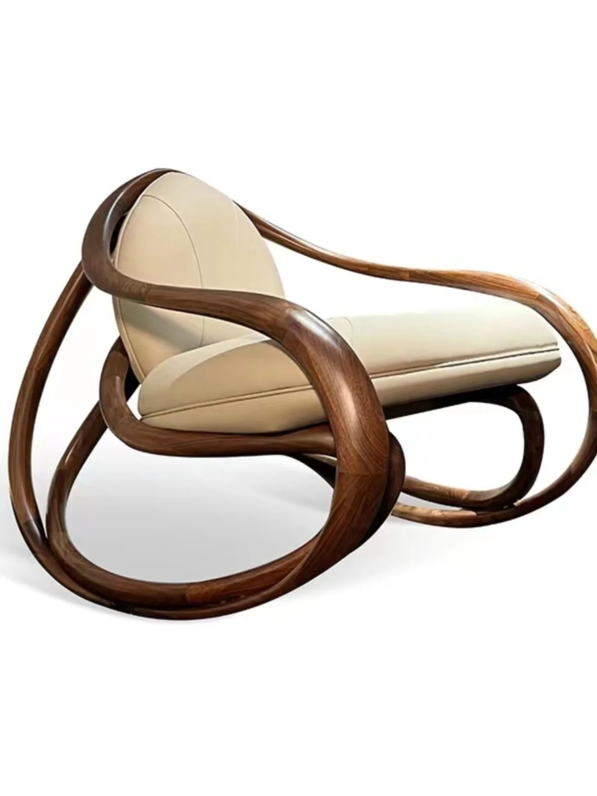 Solid Wood Leisure Chair with Leather