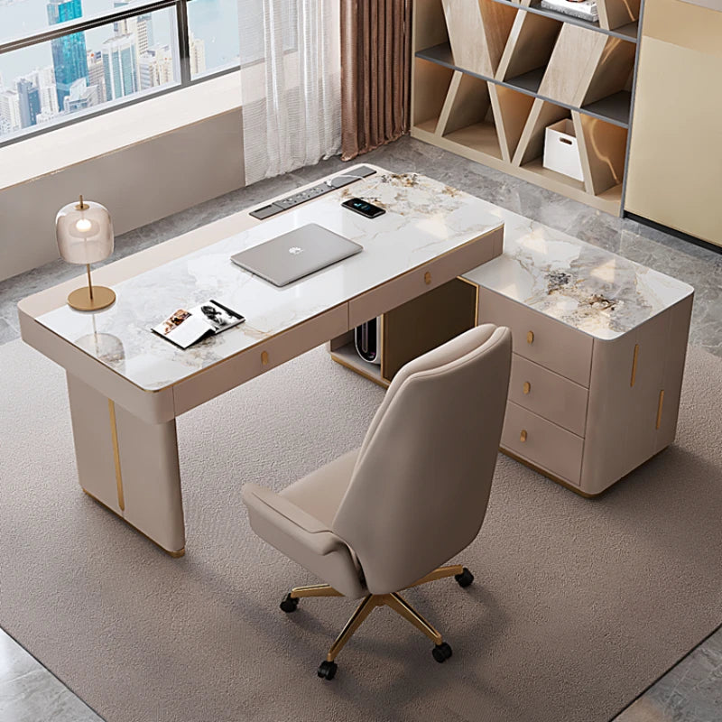 Modern Executive Desk: Multifunctional Office Table with Accessories.