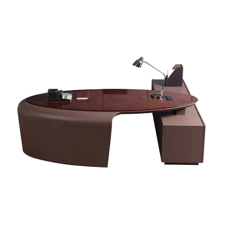 Luxury European Executive Desk – L-Shaped with Floor Standing Organizers