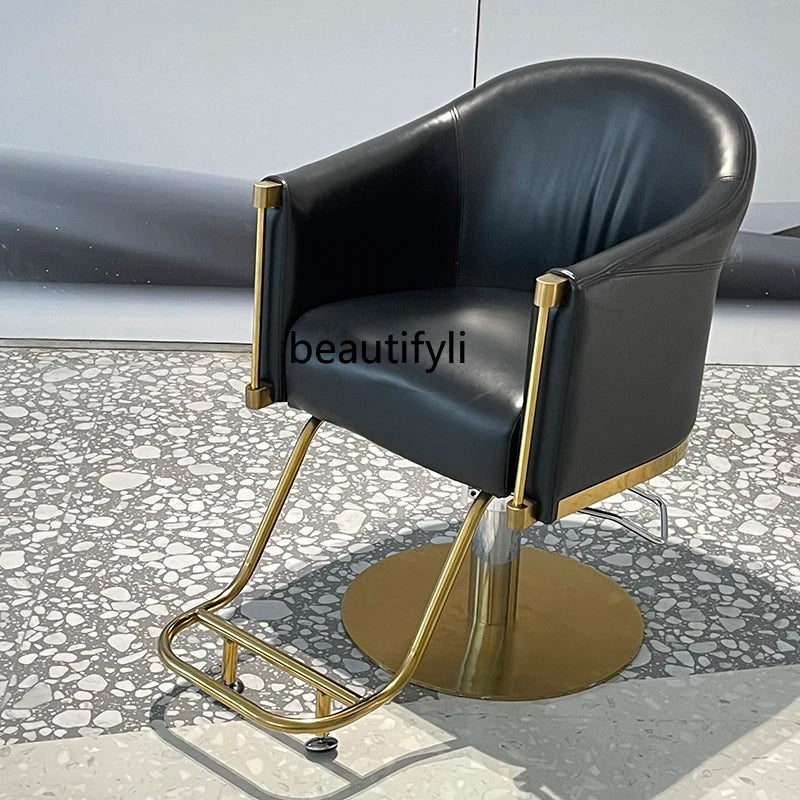 Barber Shop Hairdressing Chair – Adjustable, High-Grade Chair for Hair Cutting & Perm, Light Luxury