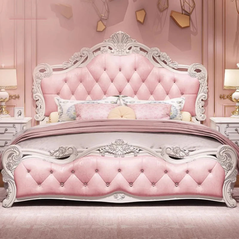 Princess Master Bed Frame Master High End Sleeping Wood Bed Frame Aesthetic White Muebles Para Dormitorio Nordic Furniture