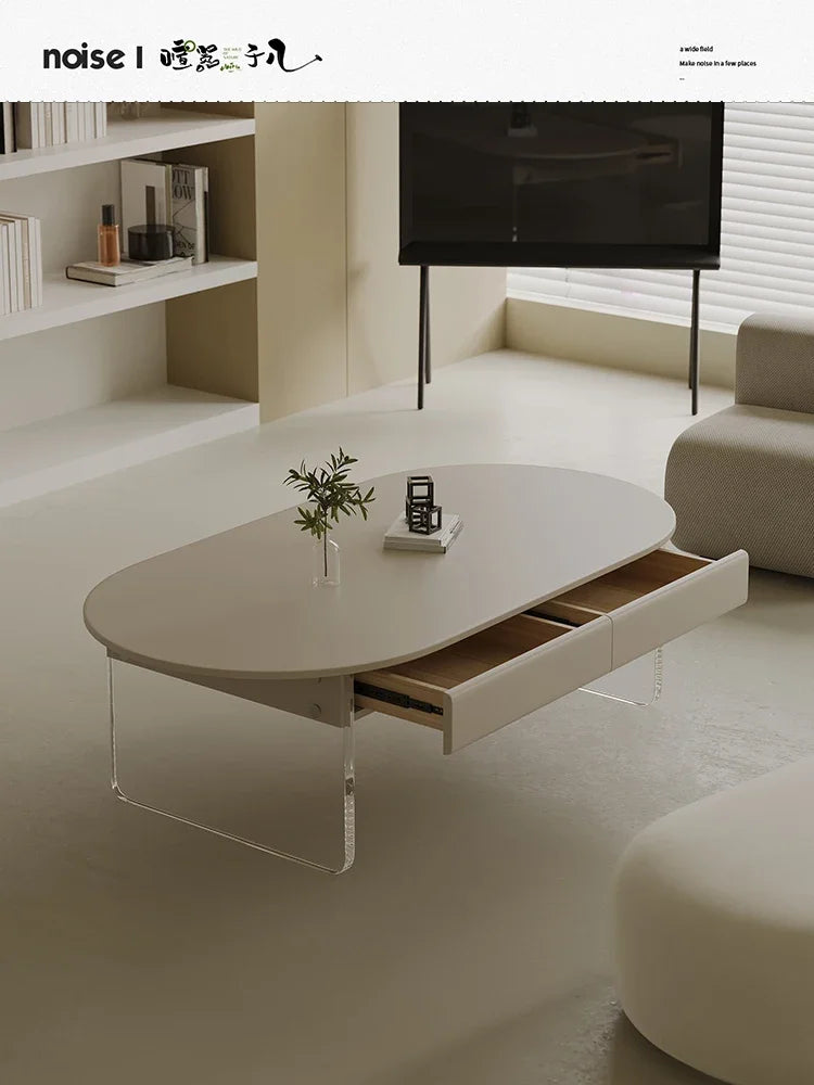 Simple and Modern Coffee Table Living Room Home Creative Minimalist Oval High Leg Acrylic Table