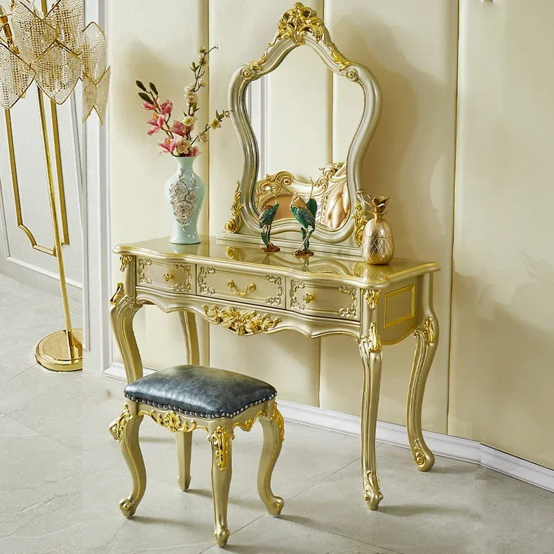 Solid Wood Dresser: Makeup Table with Dressing Mirror