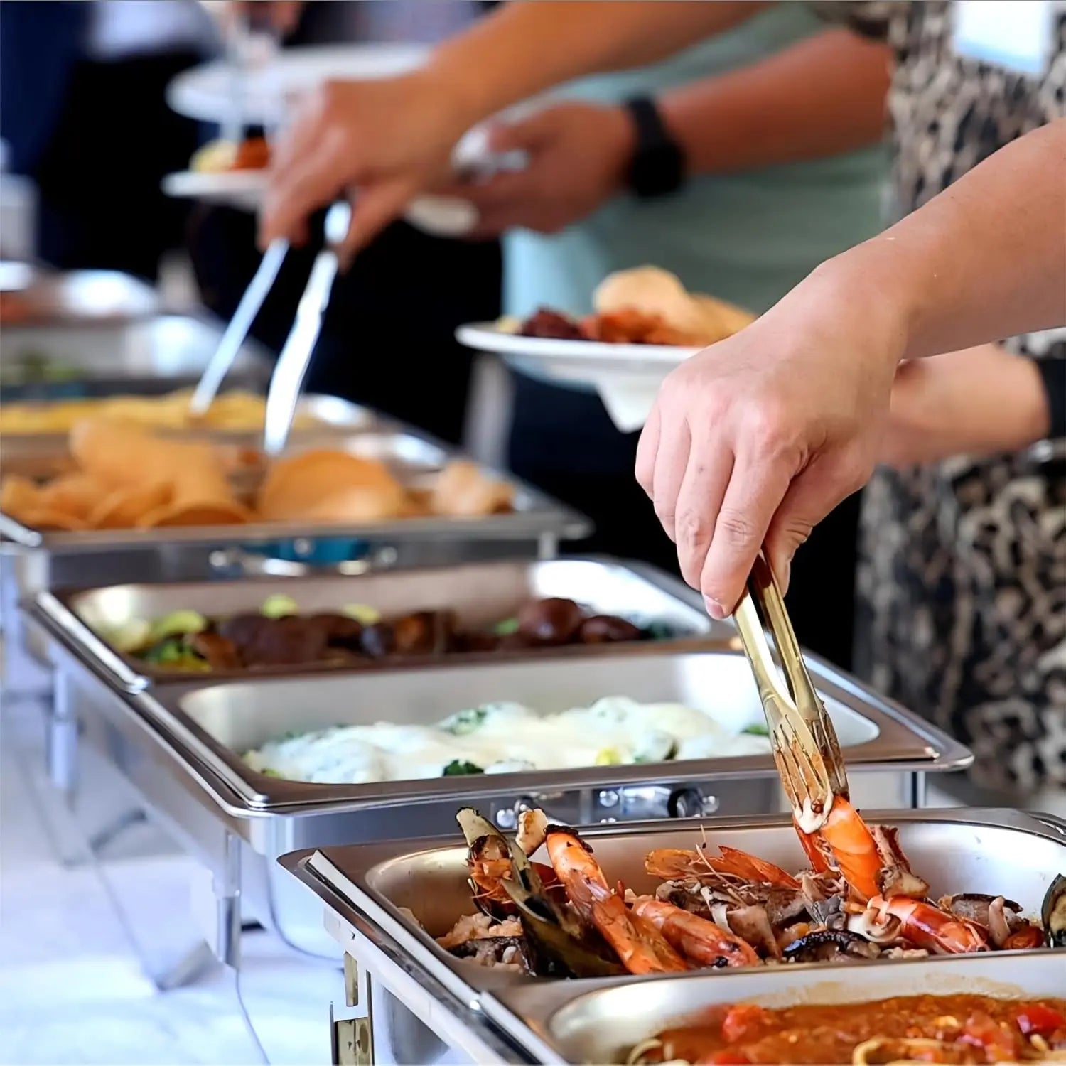 8QT High-Grade Chafing Dishes – Buffet Warmers with Gold Rolled-Edge Design, Ideal for Weddings & Birthdays