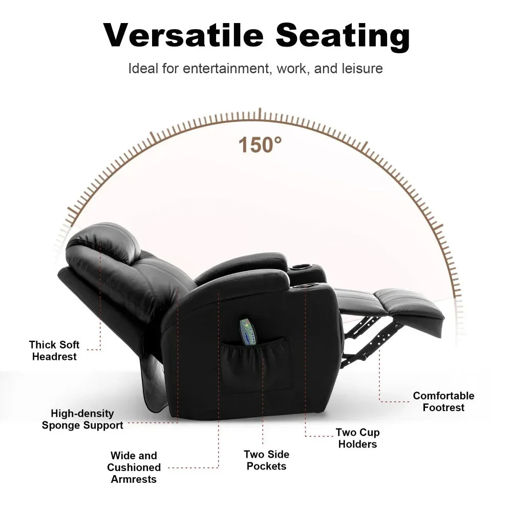 New Recliner Chair; Rocking Sofa with Massage and Heat Features.