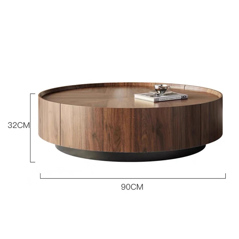 Nordic Solid Wood Coffee Table – Modern Round Design