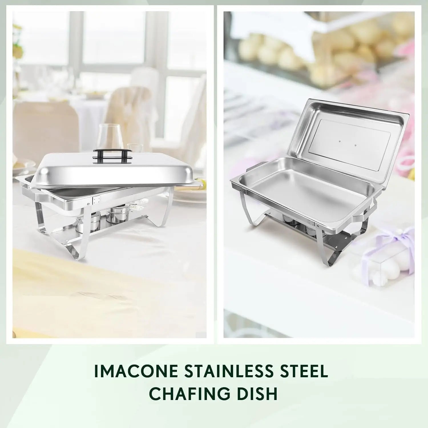 4-Pack Chafing Dish Buffet Set – 8QT Stainless Steel Rectangular Chafer