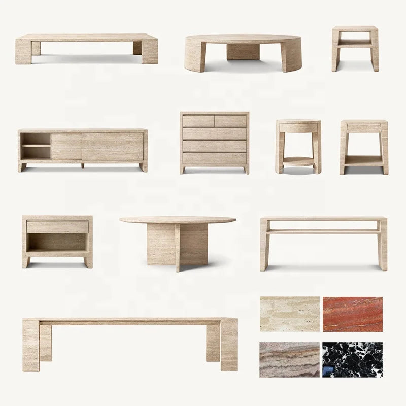 Italian Minimalist Center Table – Modern Irregular-Shaped Natural Marble