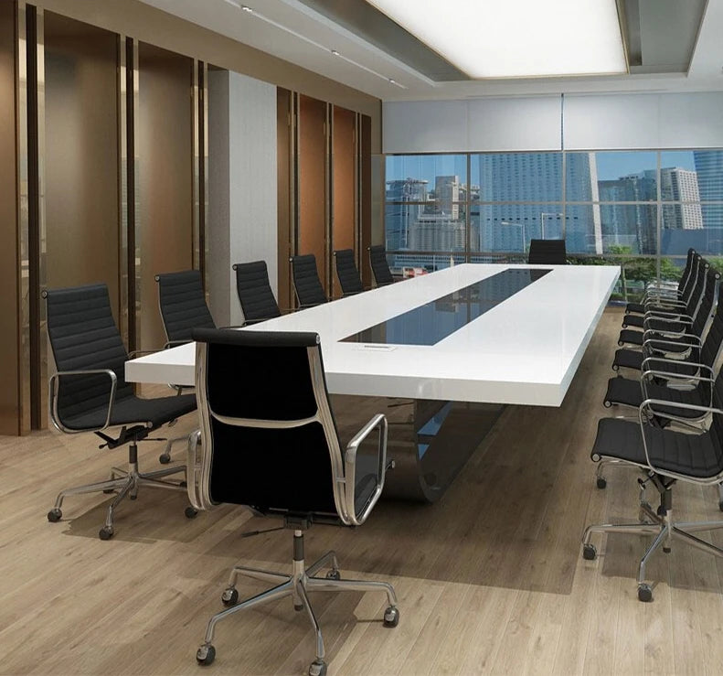 Large White Conference Table – Simple Modern Design for Creative Negotiations