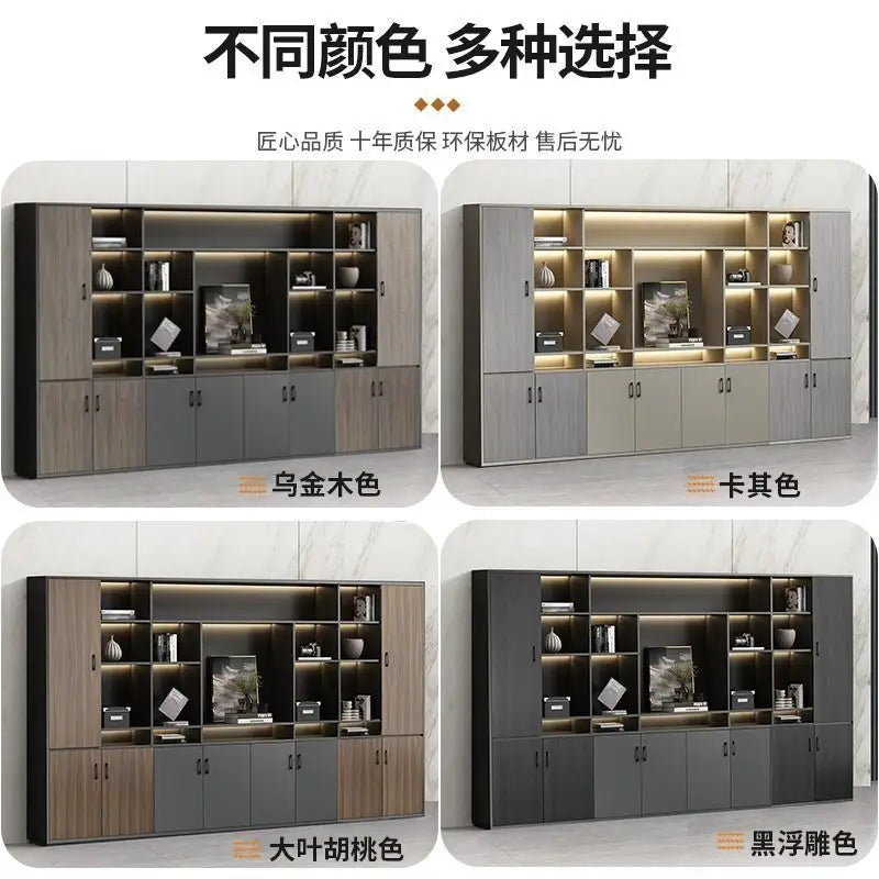 Luxury combination cabinet background storage high-end boss office simple wooden modern minimalist bookcase