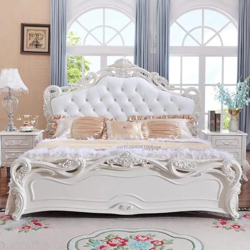 European Style Double Bed – Minimalist Princess Design for Master Bedroom