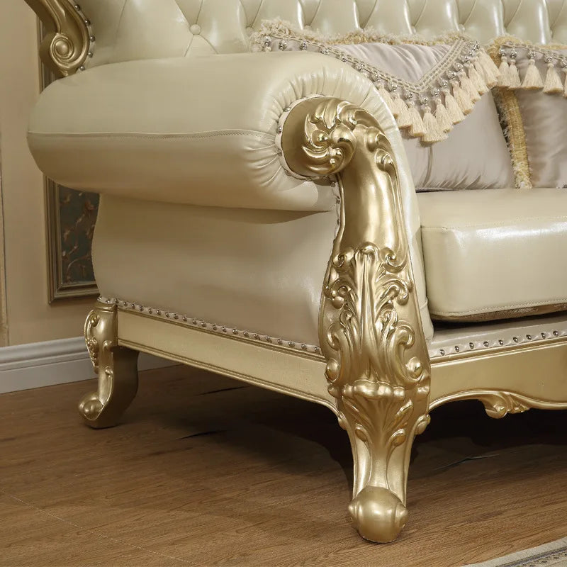 Customized European Leather Sofa – Luxury Villa Furniture in First Layer Cowhide, 123 Modular Design