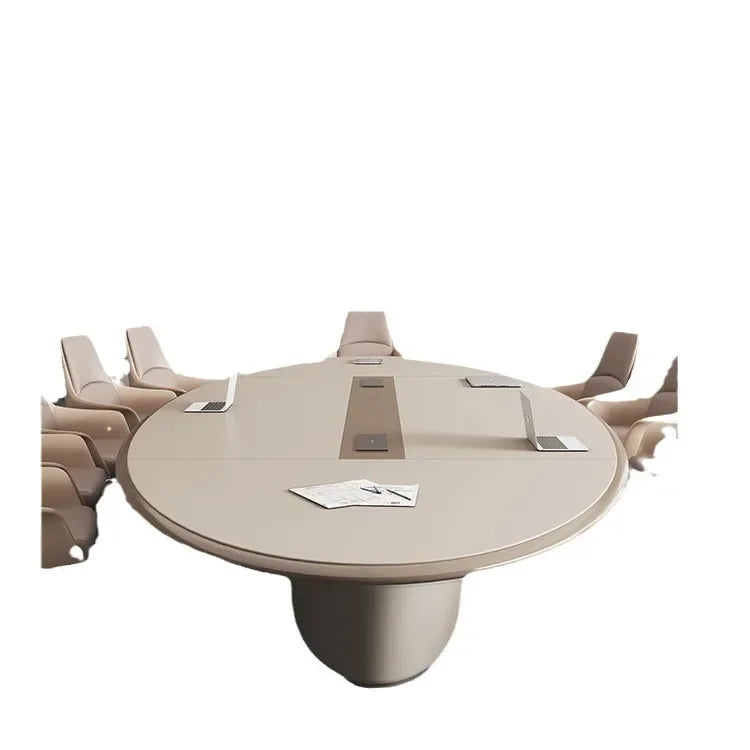 Light Luxury Oval Conference Table & Chairs
