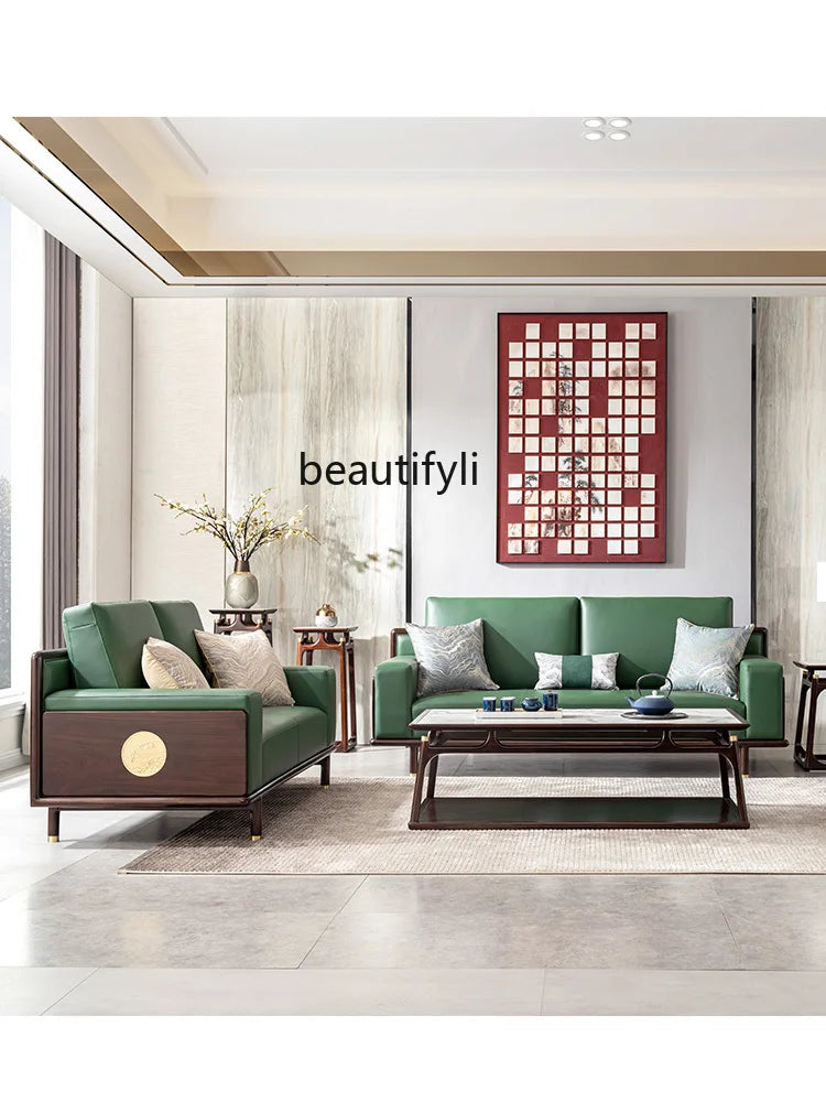 New Chinese Style Ugyen Wood Light Luxury Modern Tea Table Simple Stone Plate Solid Wood Living Room Furniture