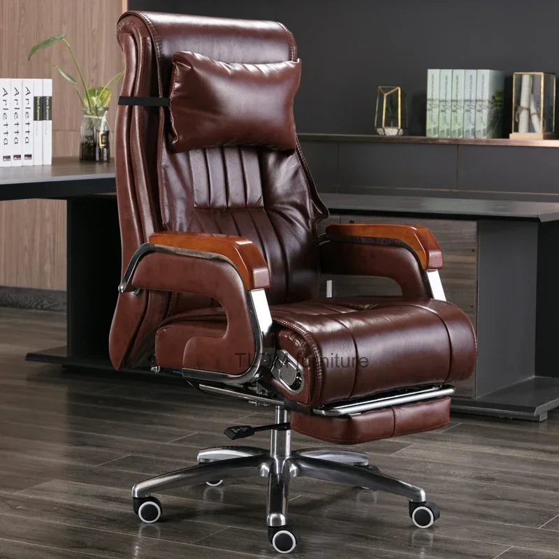 Swivel Leather Armchair: Comfortable Recliner and Rolling Office Chair