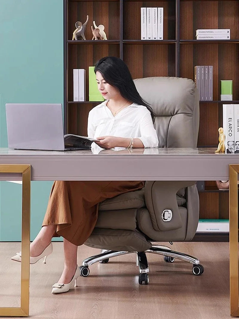 Luxurious Recliner Office Chair Leather Massage Computer Soft Home Gaming Chair Vanity Sillas De Oficina Office Furniture Girl