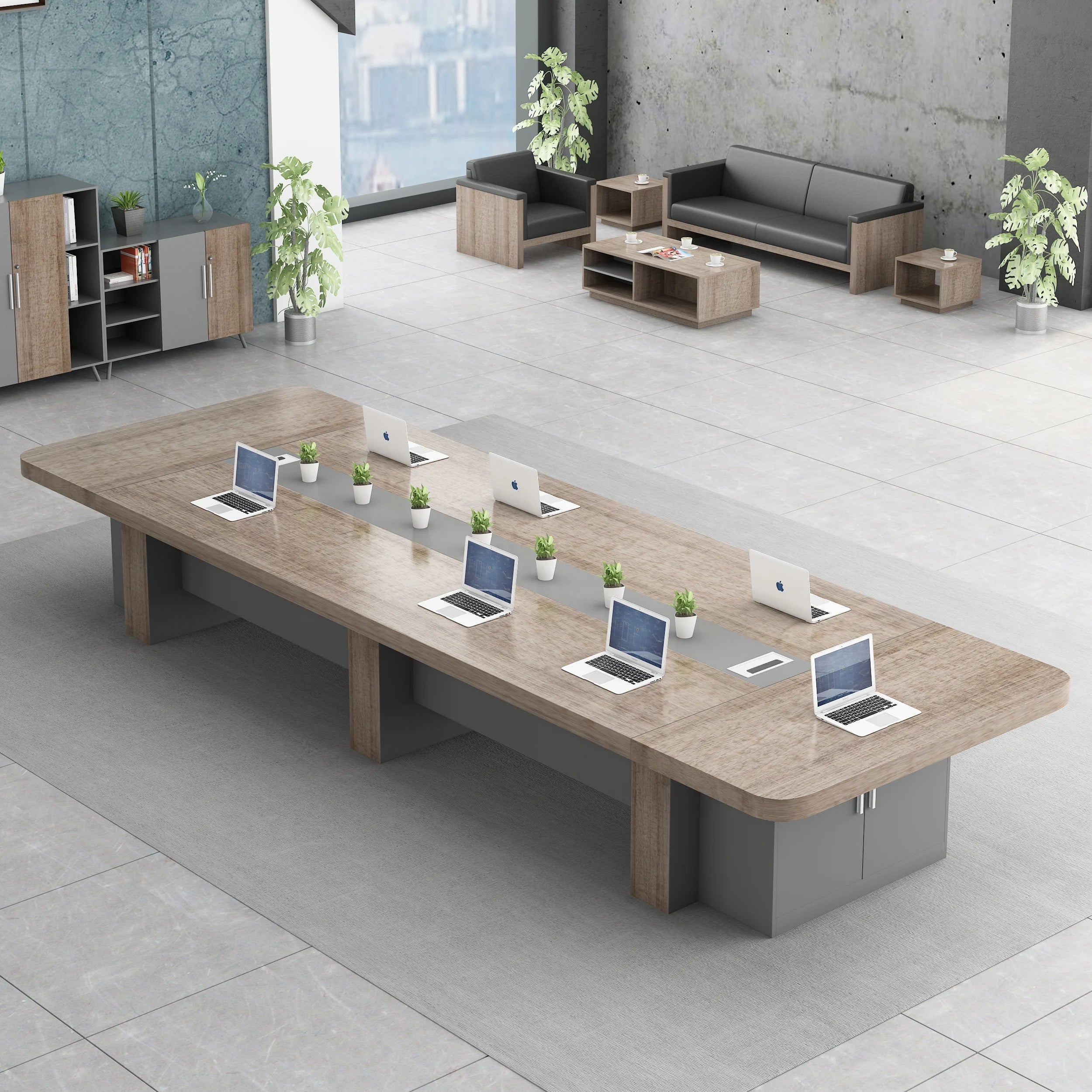 Modern Long Conference Table & Chairs for 8 people