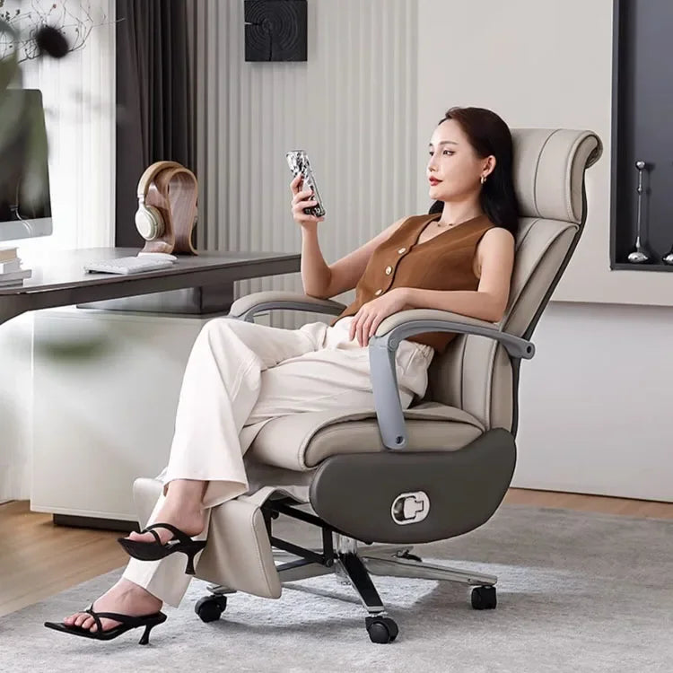 Genuine Leather Electric Boss Swivel Recliner for Home Office