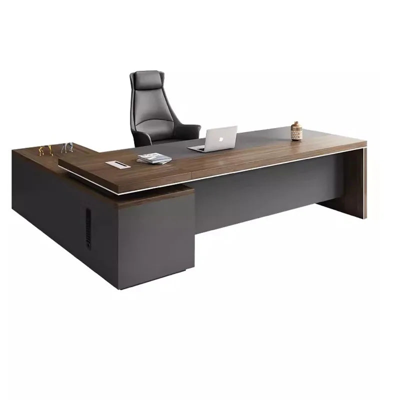 Modern Japanese L-Shaped Desk with Drawer