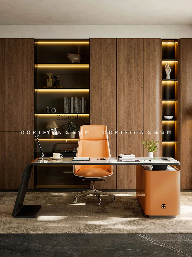 Villa slate desk office computer desk study room simple modern designer high-end work desk study table