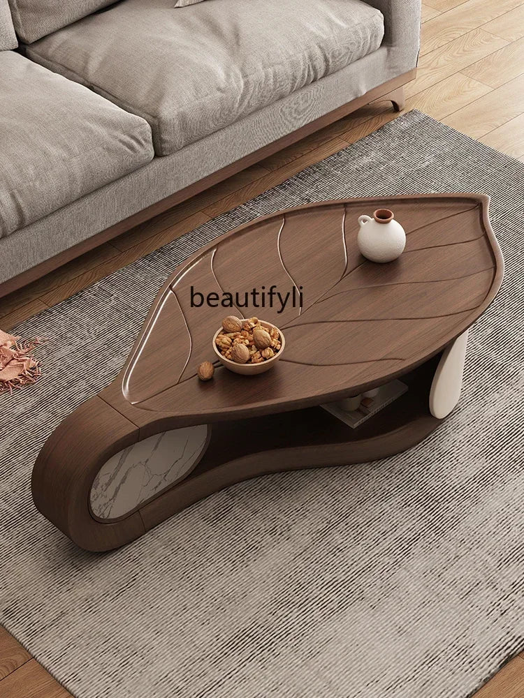 Modern Light Luxury Designer Coffee Table Veneer of Juglans Regia High-Grade Living Room Special-Shaped Coffee Table