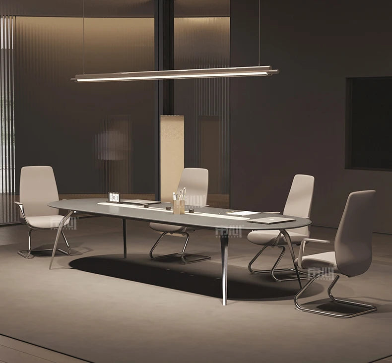 Simple Modern Oval Conference Table and Chair Combination
