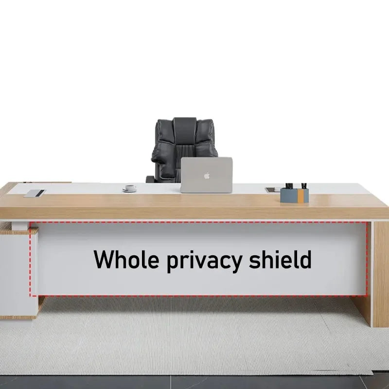 Italian L-Shaped Executive Office Desk with Drawers