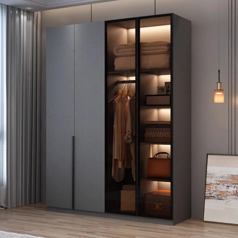 Black Wooden Wardrobe – Modern, Multifunctional Clothes Organizer with Nordic Design