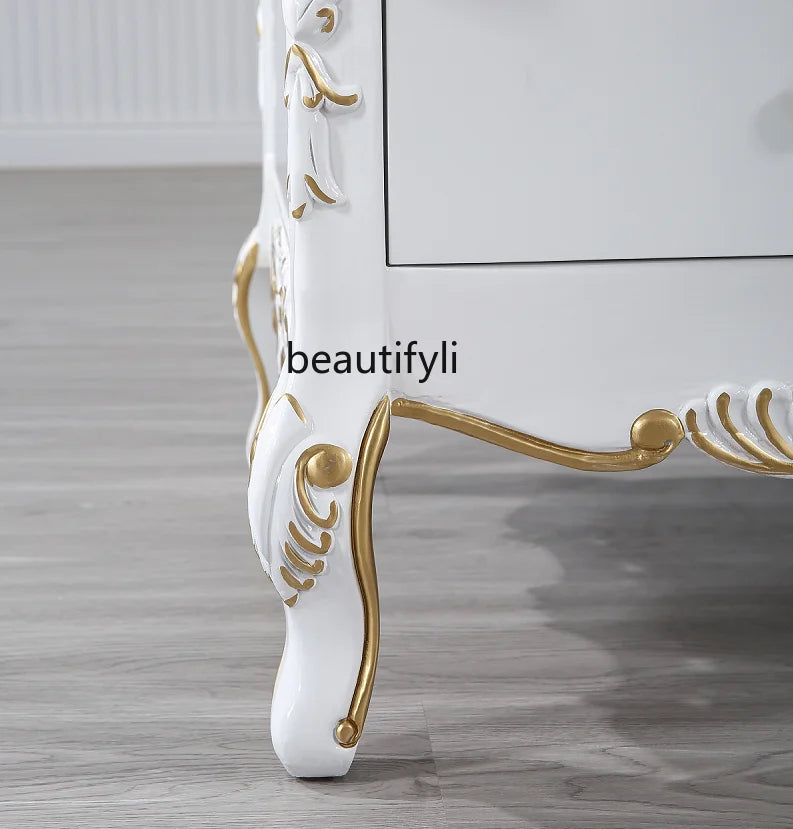 European Coffee Table – Solid Wood Sofa Side Table with Drawer