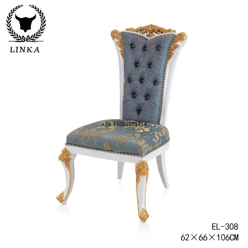 Luxurious French living room 2.8m romantic wooden shell mosaic dining table combination