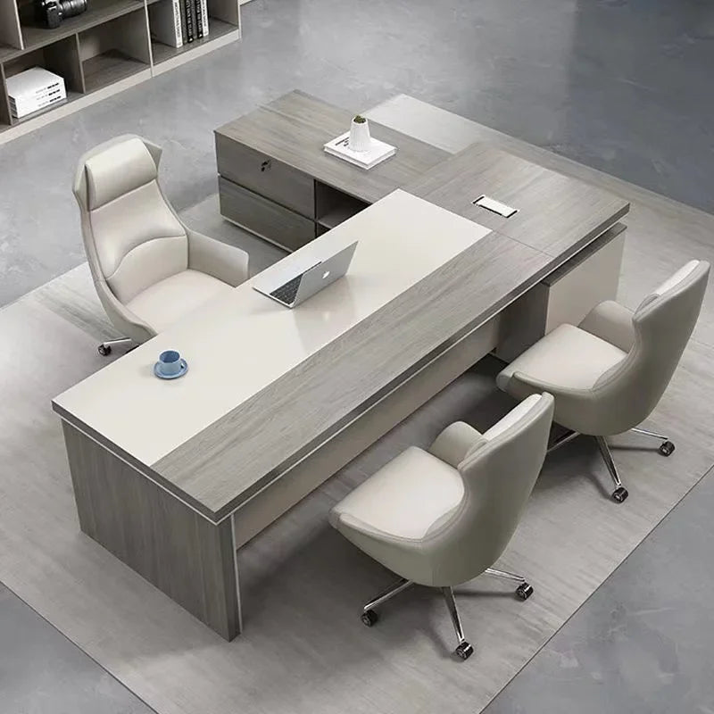 Omodern European Office Desk Standing Bookshelf Corner Conference Computer Desks L Shaped Luxury Mesa De Computador Furniture