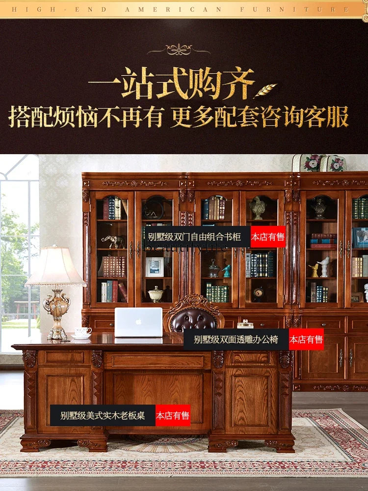 American-Style Solid Wood Boss Desk – Office Desk and Chair Combination