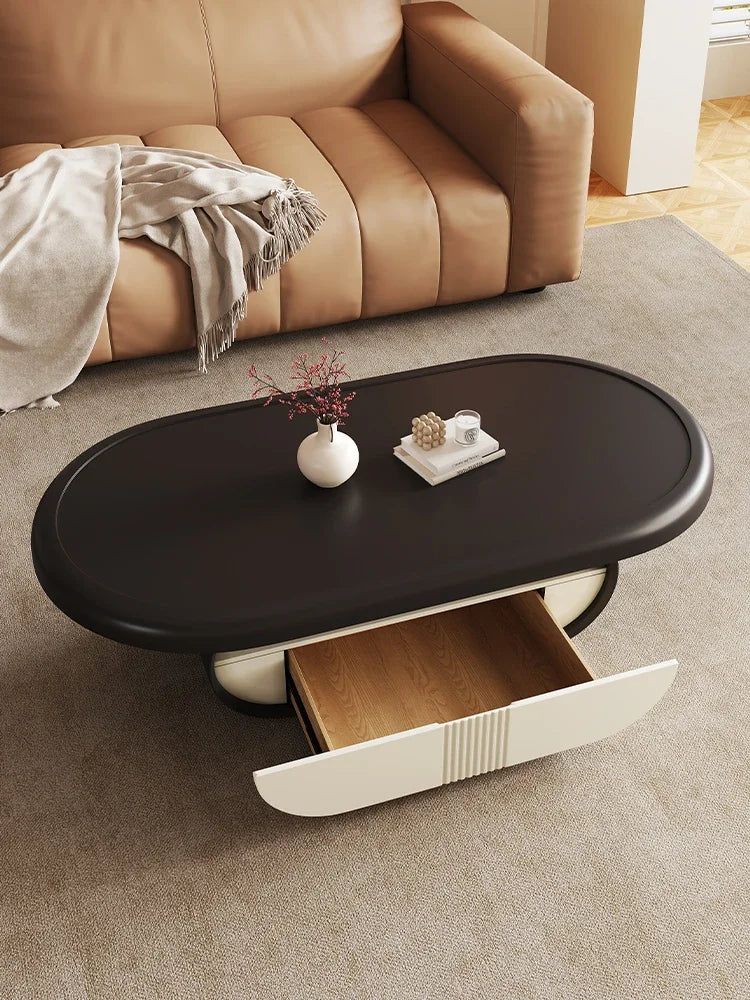 Modern cream oval coffee table