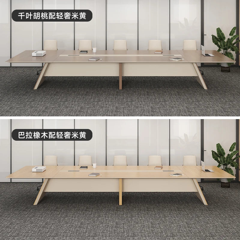 Modern Rectangular Conference Table with Chairs, Long Office Meeting Table
