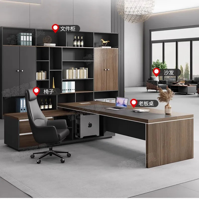 Modern Japanese L-Shaped Desk with Drawer