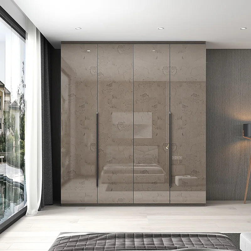 Italian style minimalist luxury high light wardrobe bedroom glass wardrobe simple master bedroom side hung cloakroom