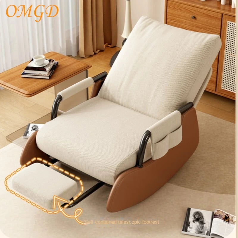 OMGD Rocking Chair Single Sofa Adult Leisure Recliner Balcony Lazy Chair Reclinable Living Room Sedentary Living Room Sofa